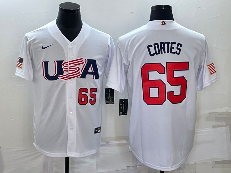 Men 2023 World Cub USA #65 Cortes White Nike MLB Jersey5->more jerseys->MLB Jersey